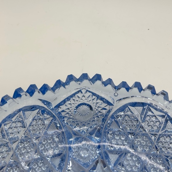 Vintage Ice Blue Pressed Glass Bowl Sawtooth Edge 6" Dia 2" Deep Unknown Maker - Picture 7 of 7